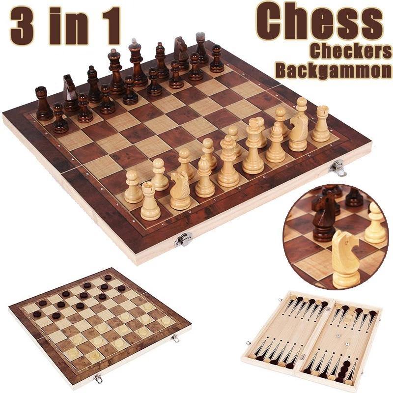 3 in 1 Chess Board, Folding Wo - đánh giá và giá Board Game Zenith