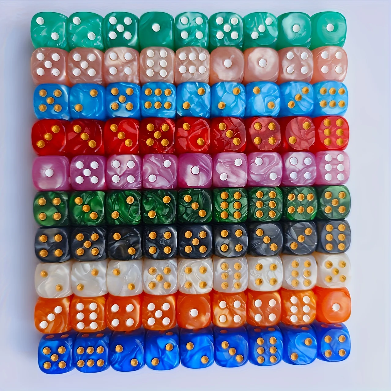 10Pcs 12mm Pearl Swirl D6 Dice - đánh giá và giá Board Game Arena
