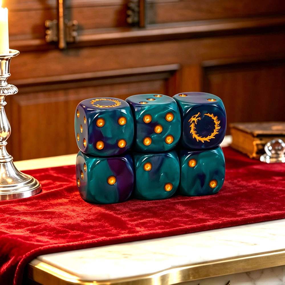 6Pcs Deep Sea Gold Flame D6 Di - đánh giá và giá Board Game Arena