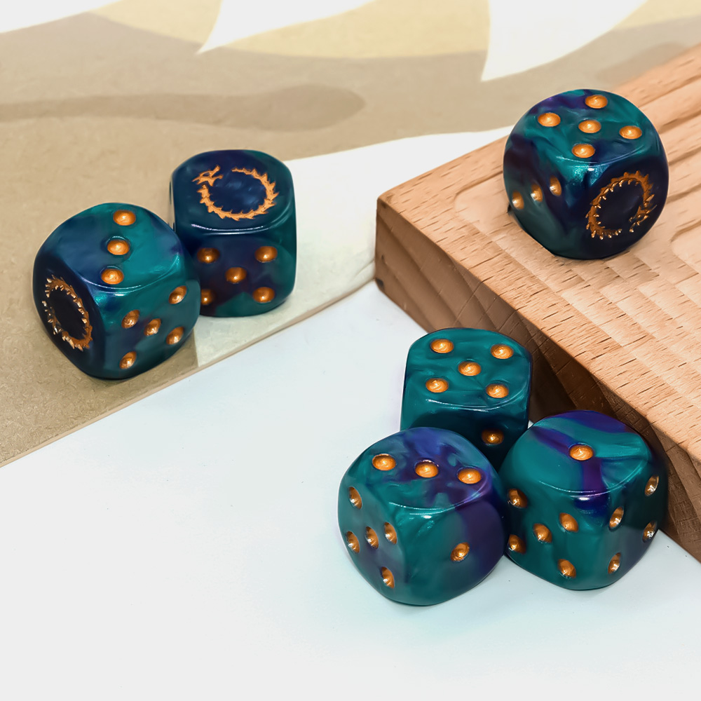 6Pcs Deep Sea Gold Flame D6 Di - đánh giá và giá Board Game Arena