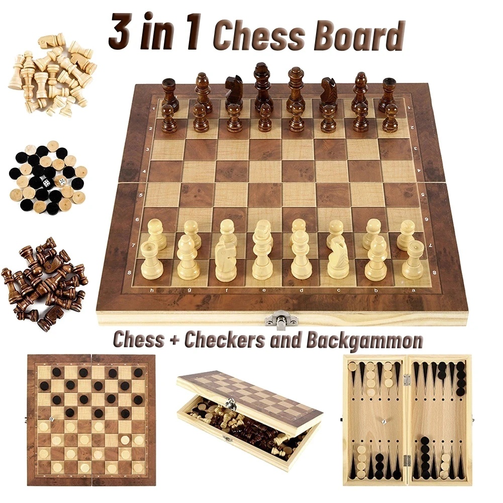 3 in 1 Wooden Checkers Backgam - đánh giá và giá Board Game Zenith